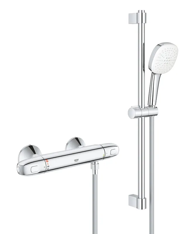 Baterie dus Grohe 34825002, Grohtherm 1000, tip incastrare aparent, tip comanda dubla comanda, set de dus inclus, crom