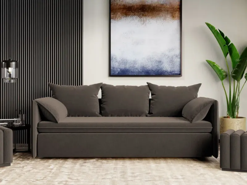 Canapea Extensibila Vanilla Stofa Catifea Grej 27 — imaginea 2