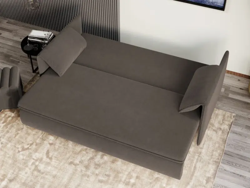 Canapea Extensibila Vanilla Stofa Catifea Grej 27 — imaginea 3