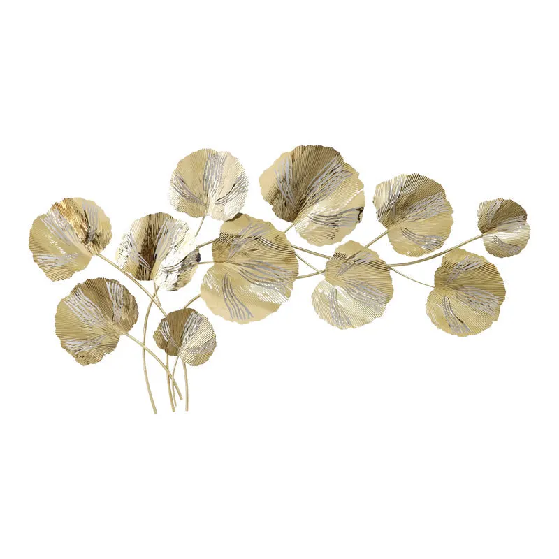 Decoratiune de perete din metal Fleur, Auriu, 131x68x6 cm - Auriu