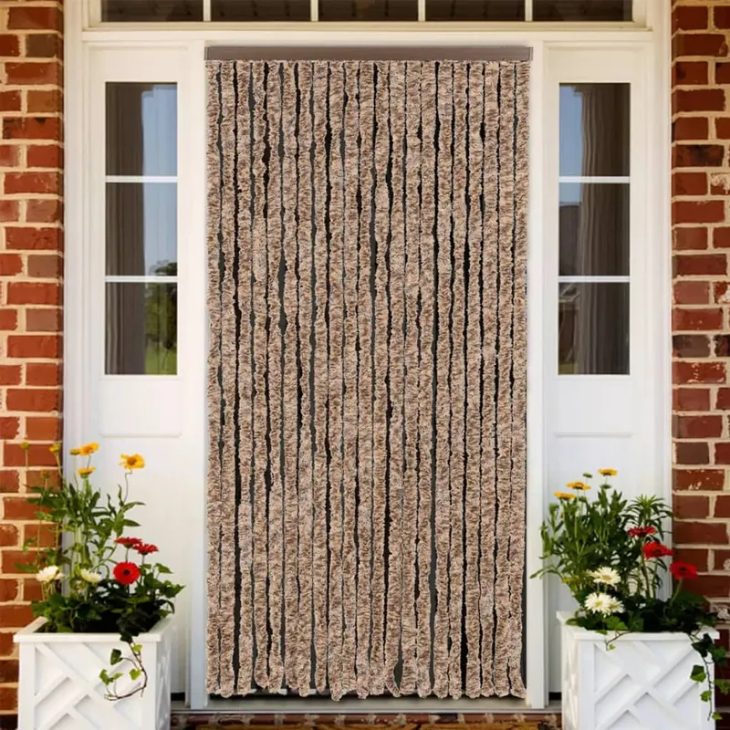 perdea pentru insecte, bej si maro inchis, 90x200 cm, chenille