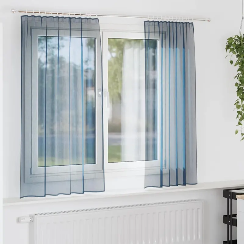 perdele voal cu bucle 2 buc albastru regal 140x175 cm