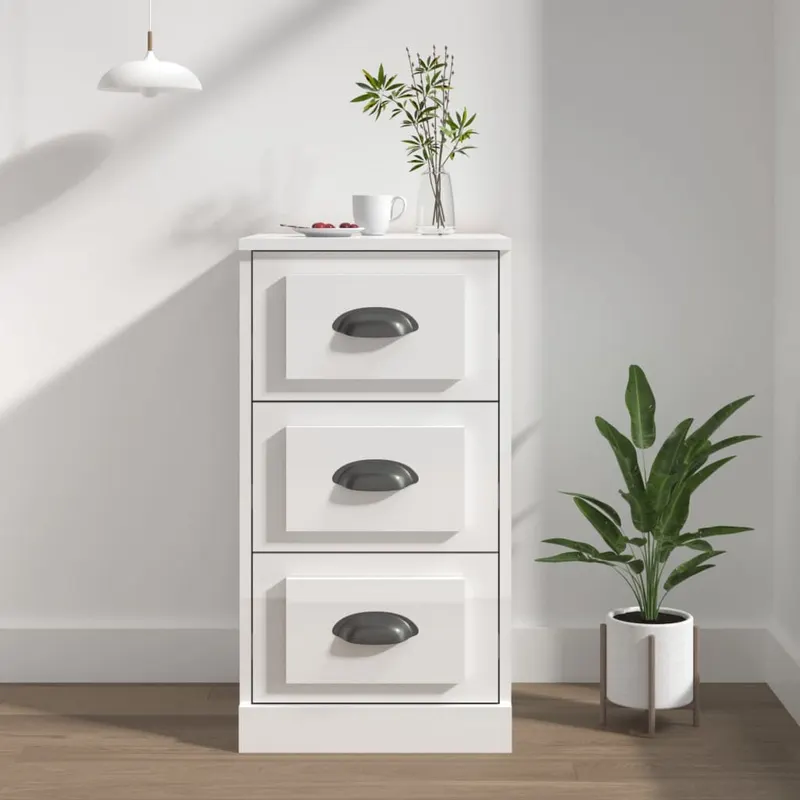 servanta, alb extralucios, 36x35,5x67,5 cm, lemn prelucrat