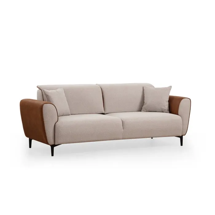 Canapea extensibila AREN, 3 locuri, bej + scortisoara, 215x85x85 cm