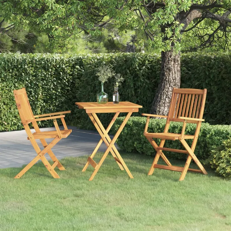 set mobilier gradina pliabil, 3 piese, lemn masiv acacia