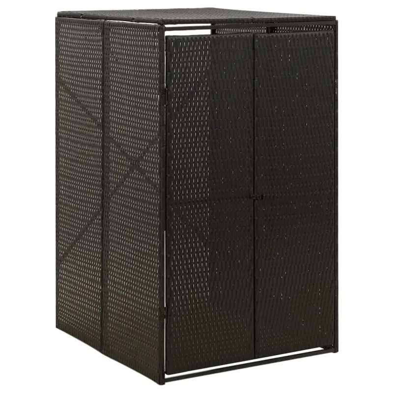 magazie de pubela cu roti, negru, 70x80x117 cm, poliratan