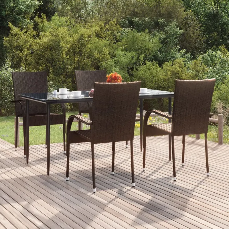 set mobilier de gradina, 5 piese, maro, poliratan