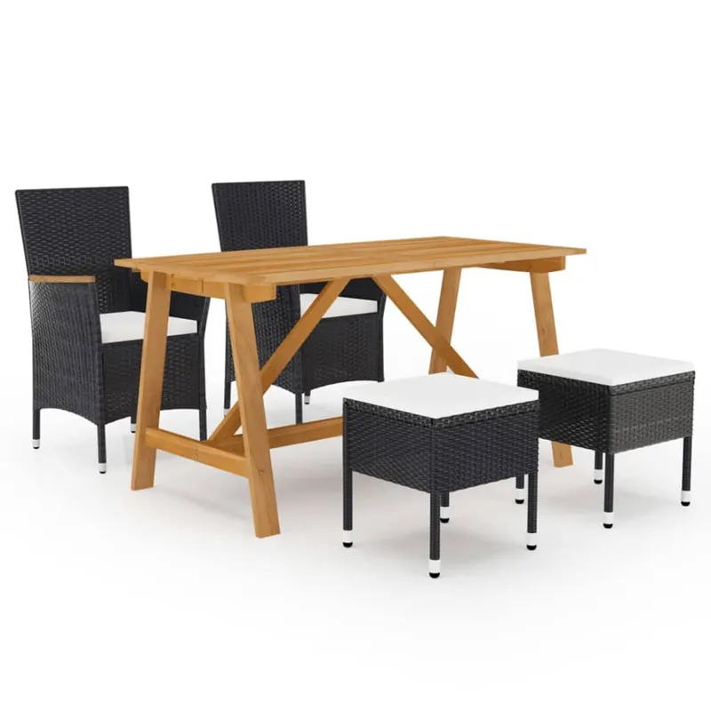set mobilier de gradina, 5 piese, negru