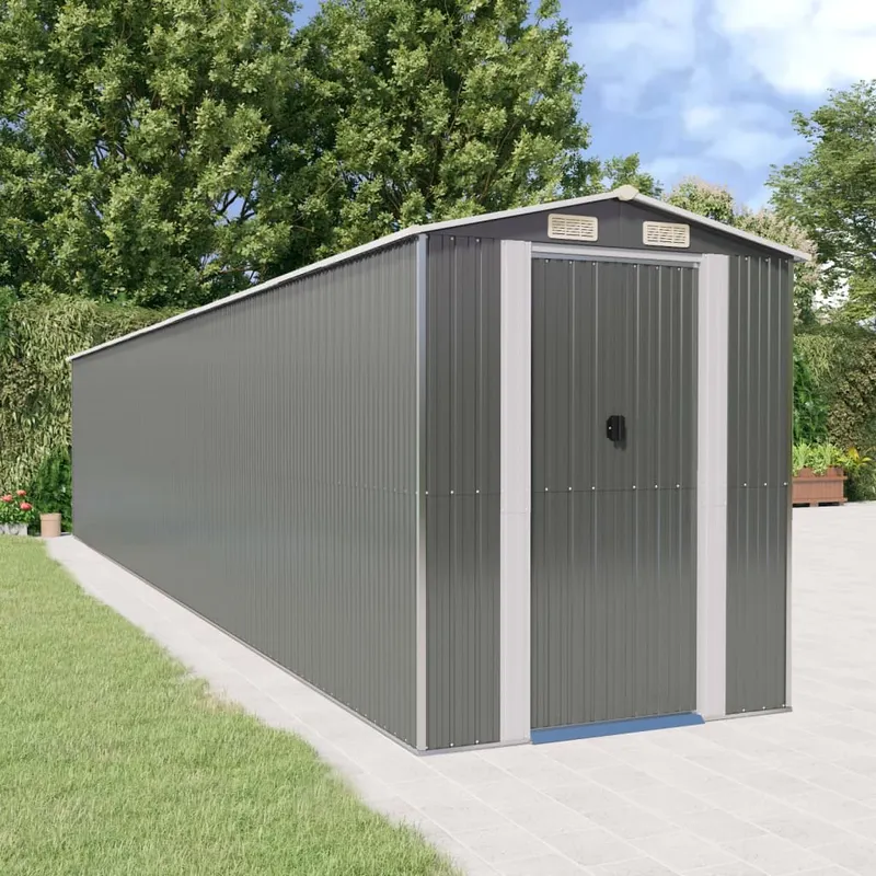 sopron de gradina, gri deschis, 192x1021x223 cm otel galvanizat