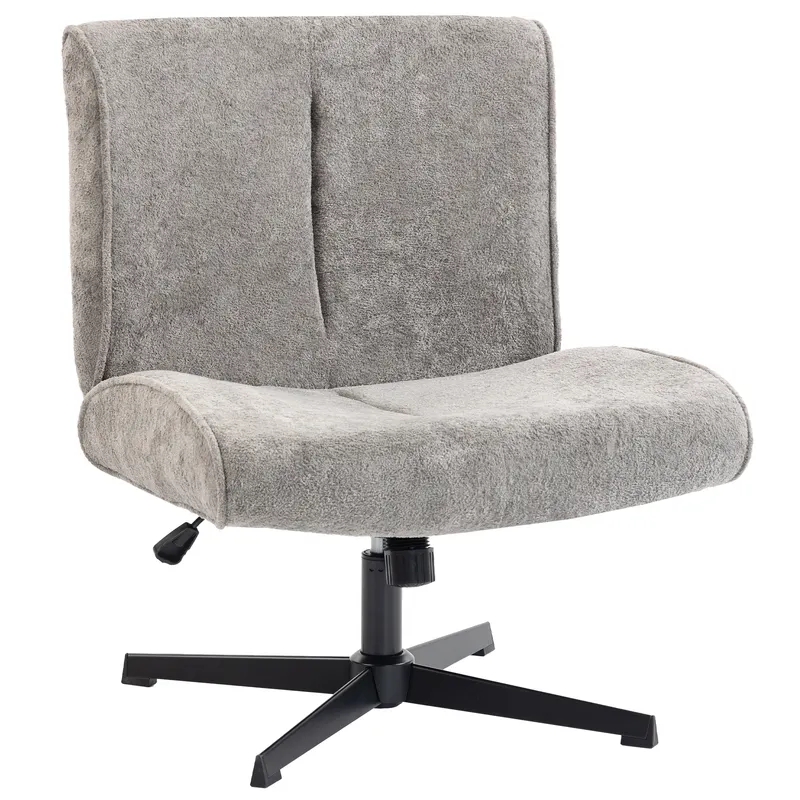 HOMCOM Scaun accent rotativ, fotoliu lounge tapițat cu catifea, reglabil pe înălțime pentru living, birou, gri