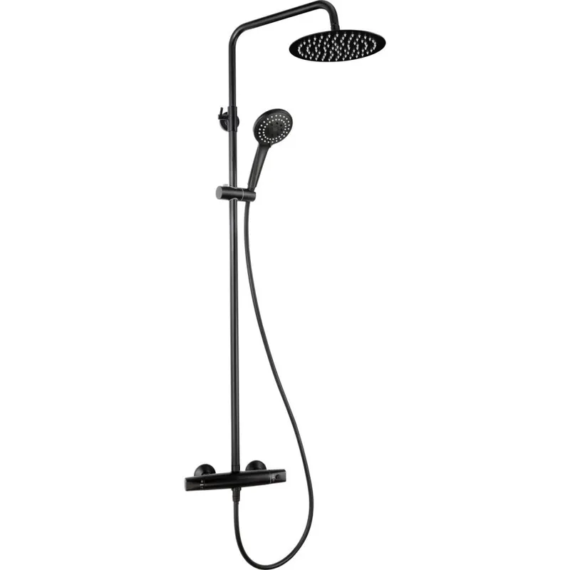 Coloana de dus neagra cu baterie termostat, Jasmin Nero, Deante