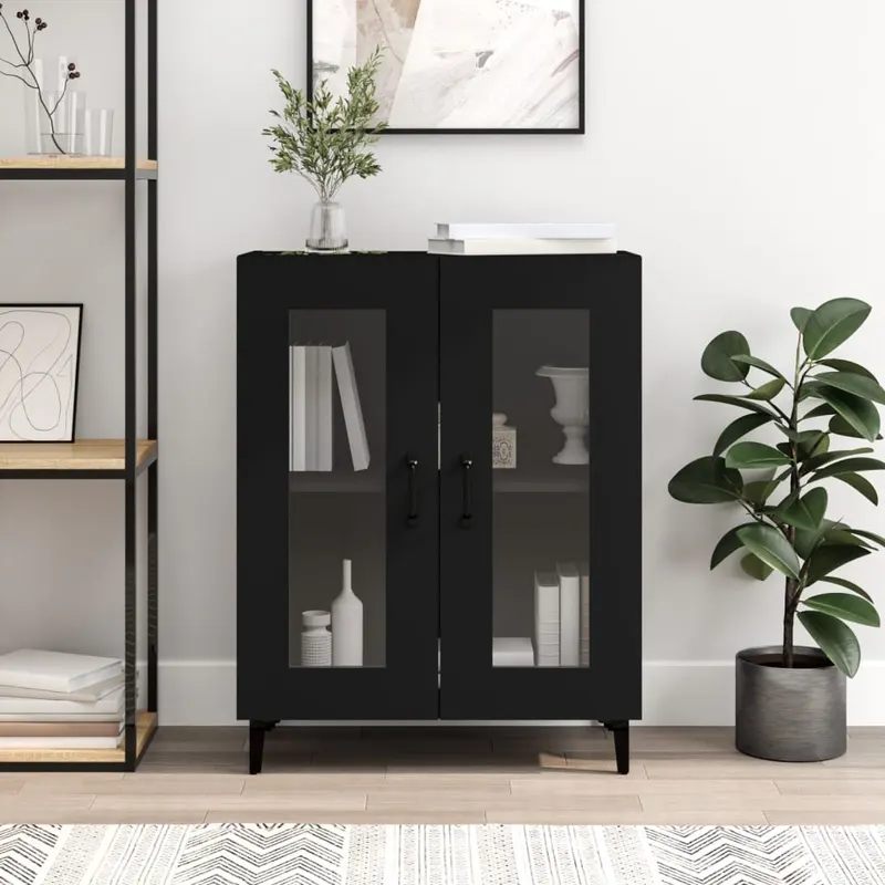 servanta, negru, 69,5x34x90 cm, lemn prelucrat