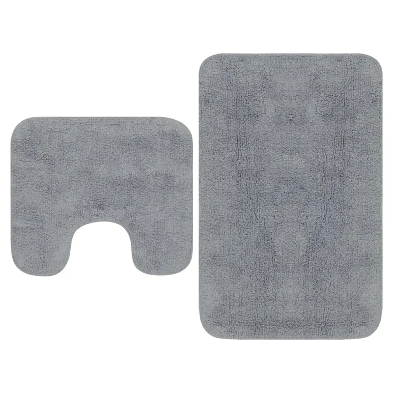 set covorase baie, 2 buc., gri, textil