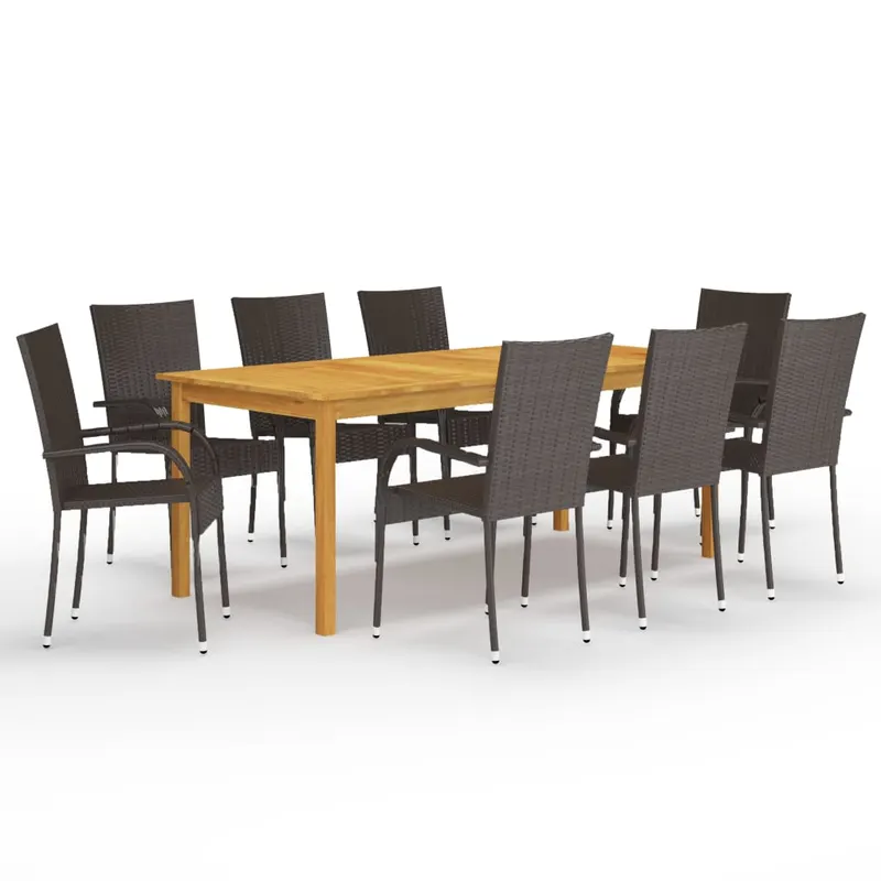 set mobilier de gradina, 9 piese, maro