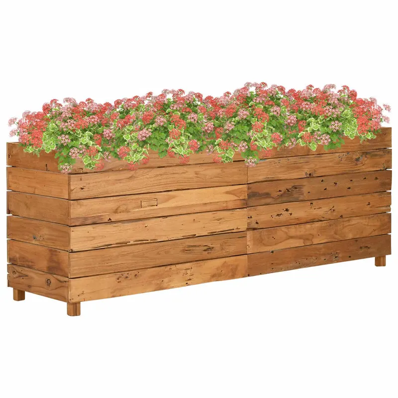 strat inaltat, 150x40x55 cm, lemn de tec reciclat si otel