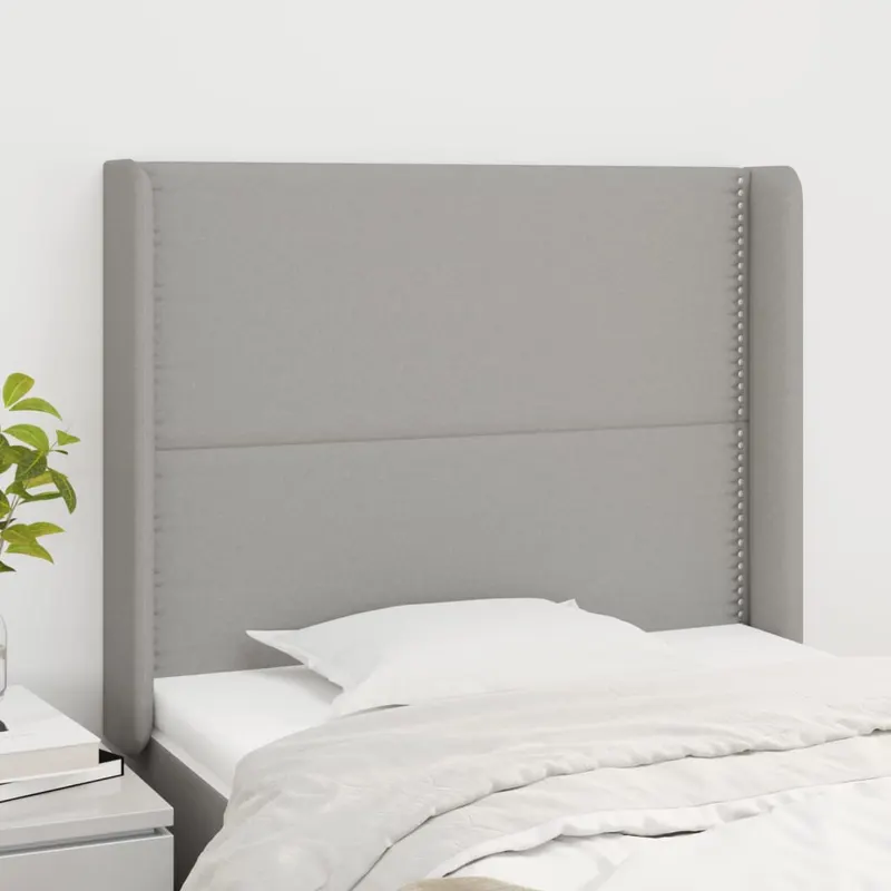 tablie de pat cu aripioare gri deschis 103x16x118/128 cm textil