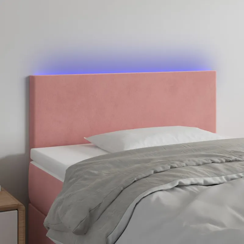 tablie de pat cu led, roz, 80x5x78/88 cm, catifea