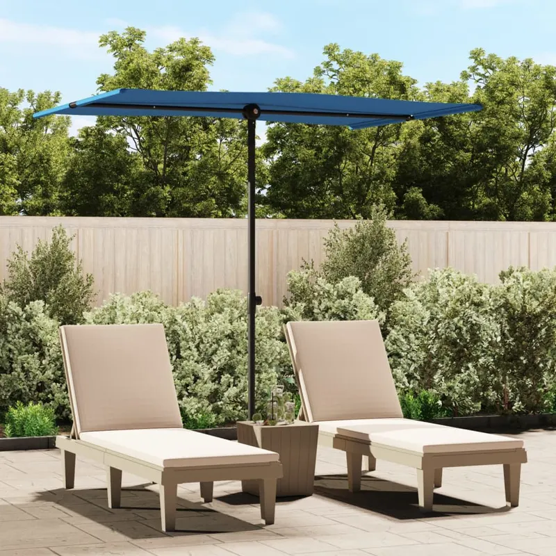 umbrela de soare exterior, stalp aluminiu, azuriu, 2 x 1,5 m