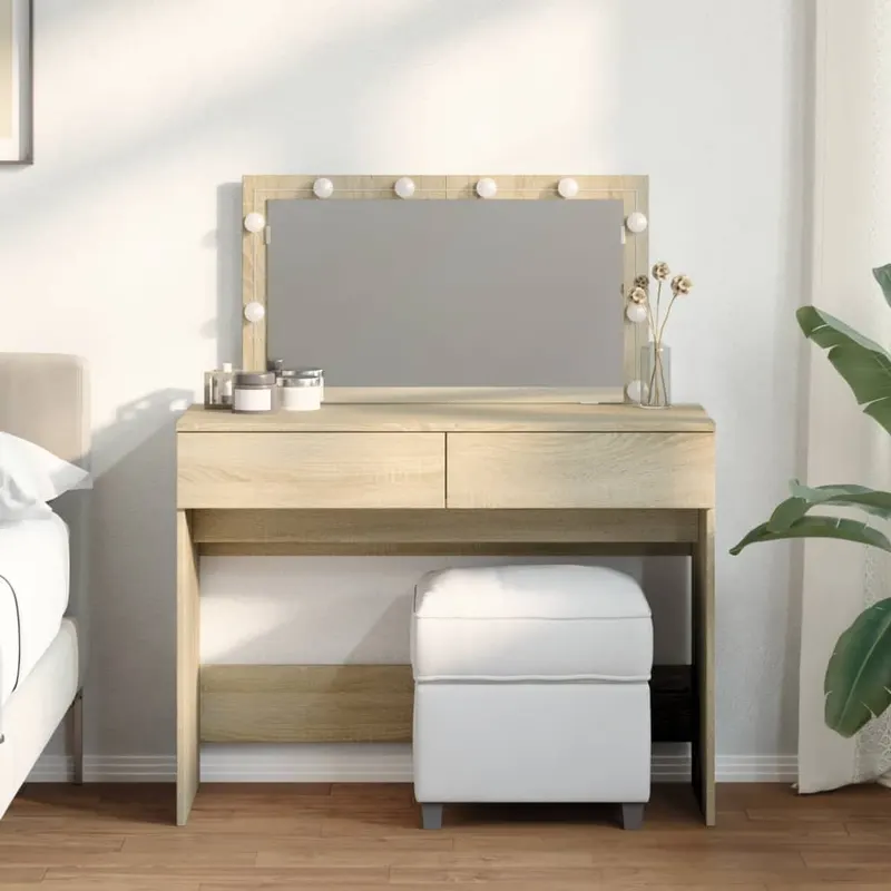 Masa de toaleta cu led, stejar sonoma, 100x40x120 cm