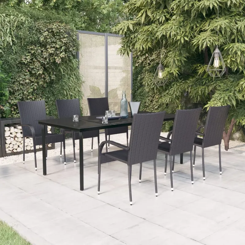 set mobilier de gradina,negru, 7 piese