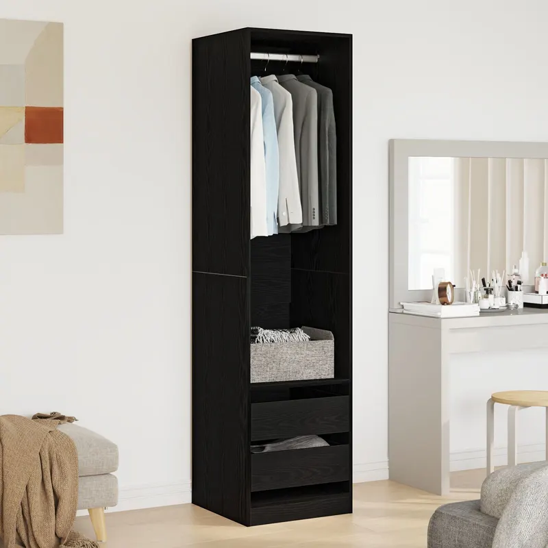 Dulap negru stejar 50x50x200 cm din lemn prelucrat