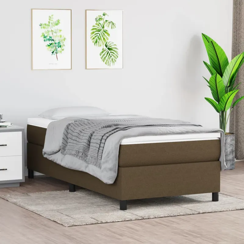 cadru de pat fara saltea, maro inchis, 80x200 cm, textil