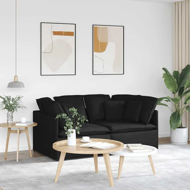 canapea modulara cu perne, negru, textil