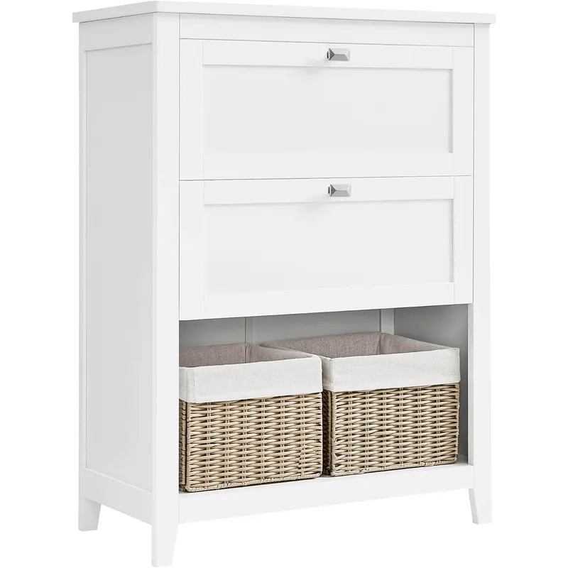 Dulap baie 2 sertare 2 cosuri raft separatoare mdf, 30x60x80 cm, depozitare, alb