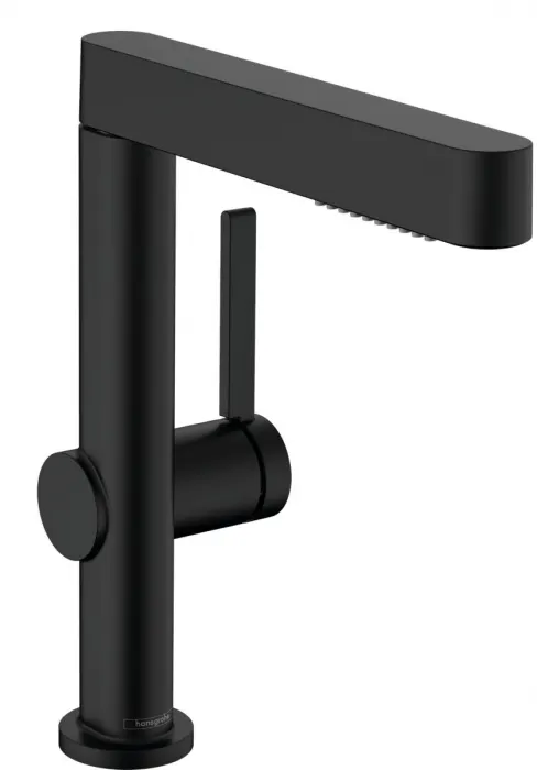 Baterie lavoar cu pipa extractibila si ventil inclus, negru mat, Hansgrohe Finoris 230