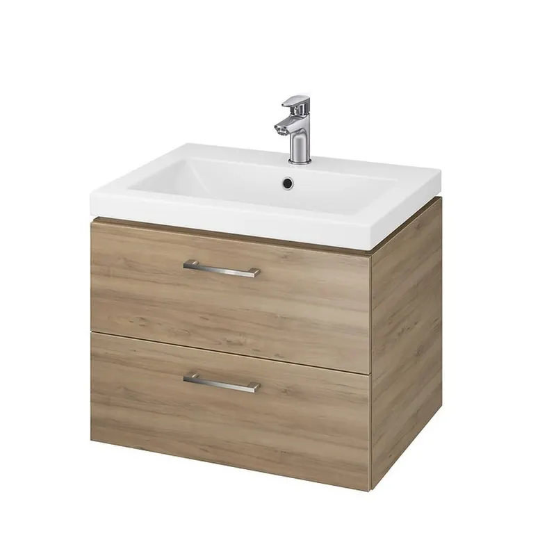Dulap baie, culoare nuc suspendat 2 sertare Lara pentru lavoar Como, 60 cm