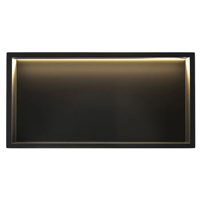 Raft baie incastrat in perete 30x60 cm, negru mat, cu LED, Rea