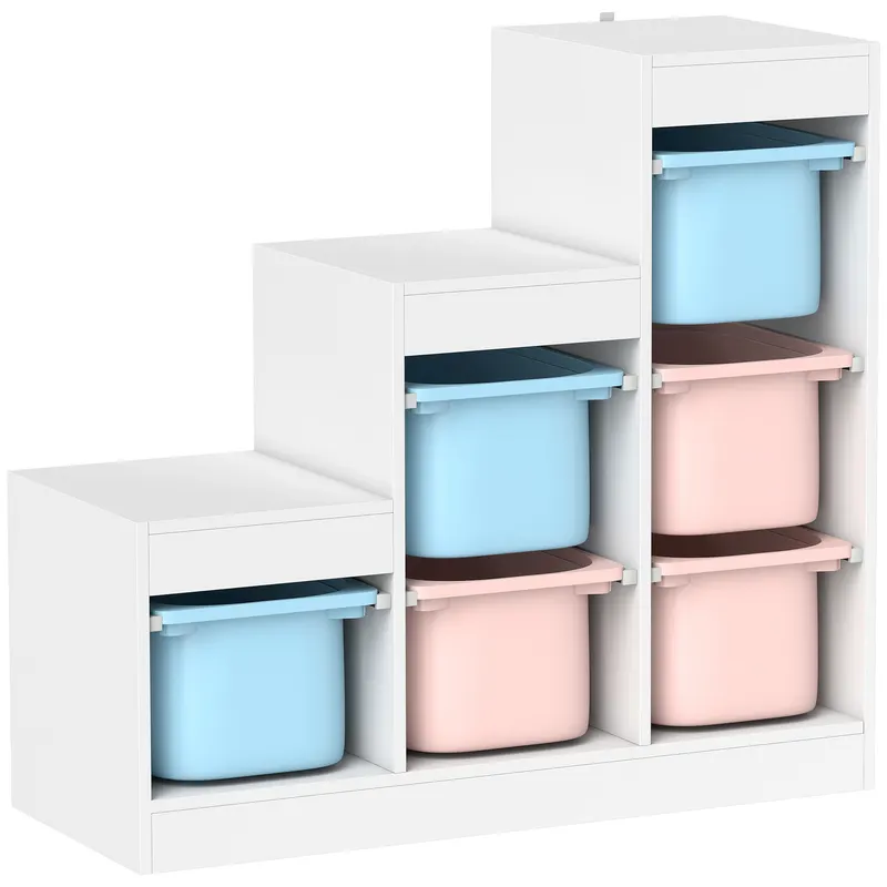 AIYAPLAY Mobilier de depozitare pentru jucării pentru copii cu 6 coșuri detașabile, 3 niveluri de depozitare, 96 x 38,5 x 90, multicolor