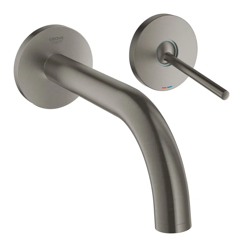 Baterie lavoar Grohe 19287AL3, Atrio, 1 2 , M, 185 mm, pe perete, monocomanda, necesita set fixare, mat, grafit