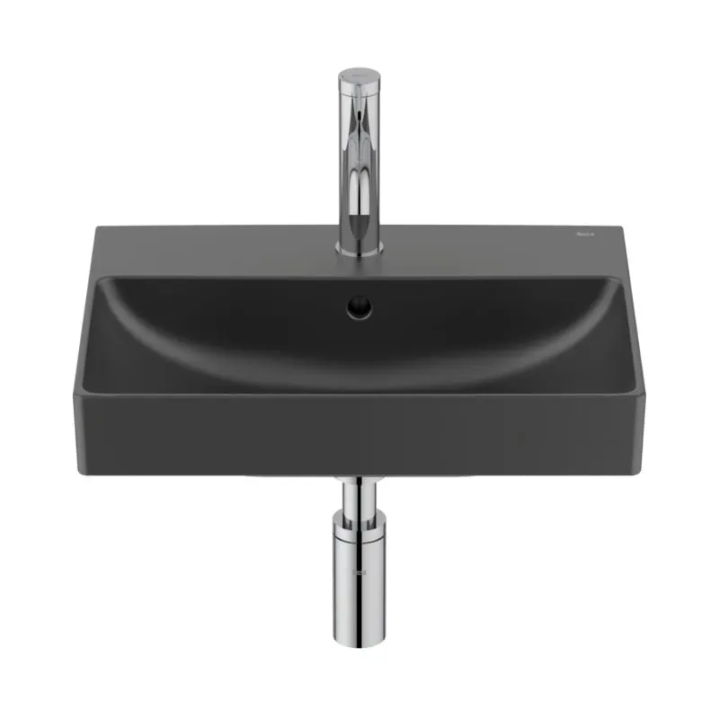 Lavoar Roca A32768E080, Ona, montaj pe perete, preaplin, zona montaj interior, elemente fixare ascunse, negru