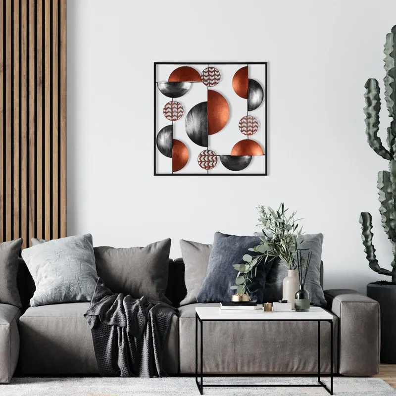 Decoratiune de perete Metal Aurora, Multicolor, 55x55 cm - Multicolor