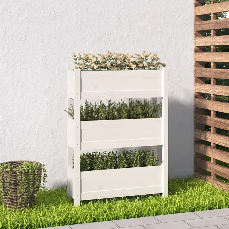 jardiniera, alb, 77 x 25 x 104,5 cm, lemn masiv de pin