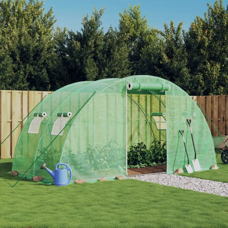 sera cu cadru din otel, verde, 8 m2, 4x2x2 m