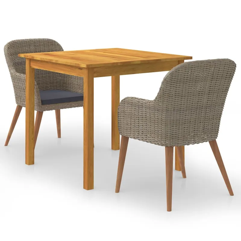 set mobilier de gradina, 3 piese, maro