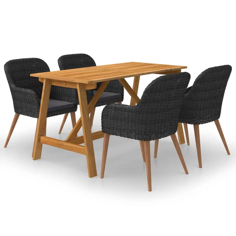 set mobilier de gradina, 5 piese, negru