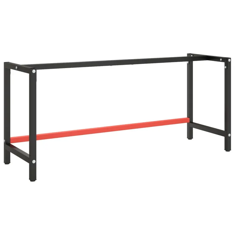 cadru banc de lucru, negru mat/rosu mat, 180x57x79 cm, metal