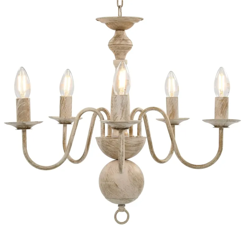 candelabru antichizat, alb, becuri e14 x 5