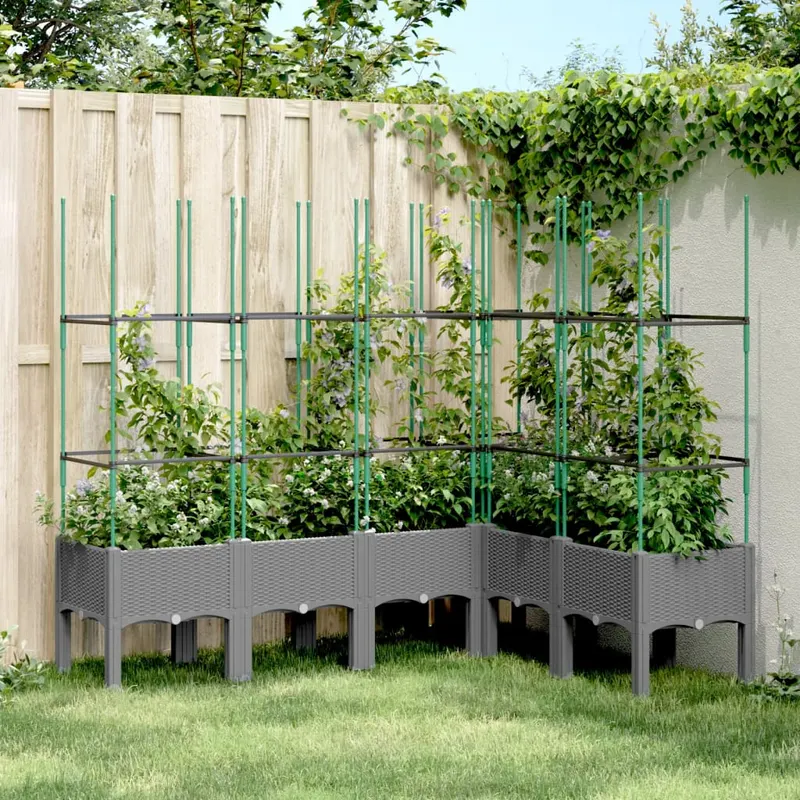 Jardiniera de gradina cu spalier gri deschis 160x120x142,5cm pp