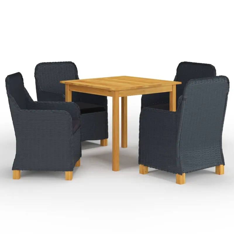 set mobilier de gradina, 5 piese, gri inchis
