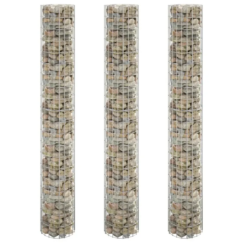 strat inaltat gabion 3 buc. Ø30x200 cm otel galvanizat circular