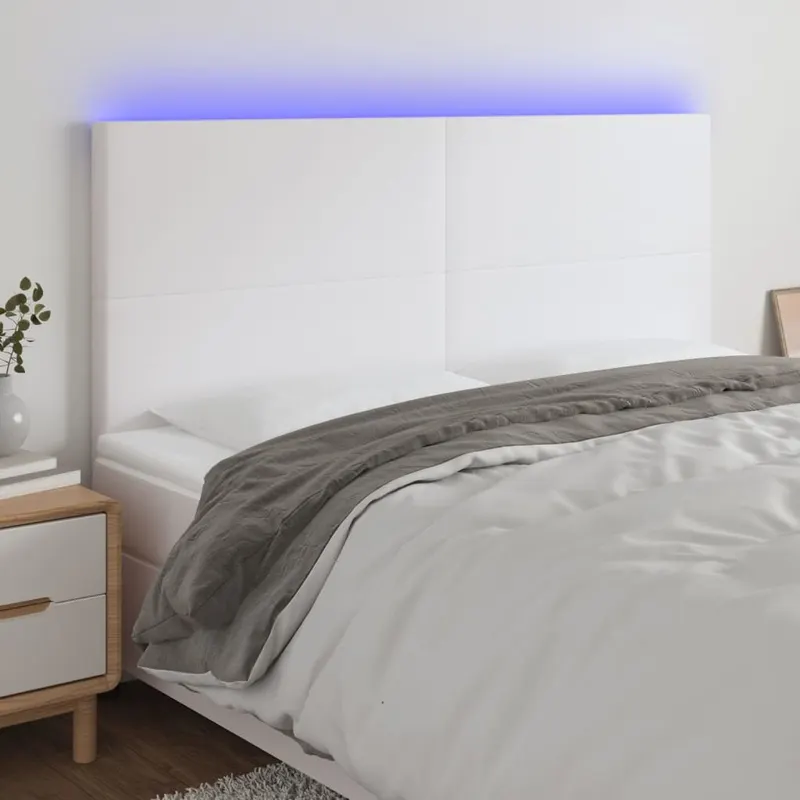 tablie cu led-uri, alb, 160x5x118/128 cm, piele ecologica