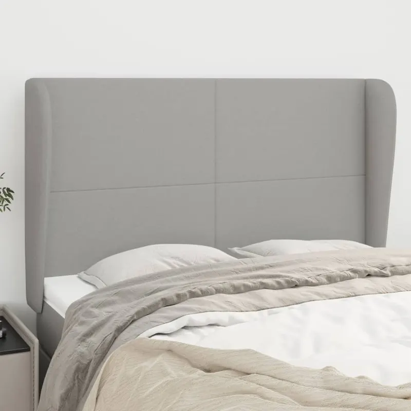 tablie de pat cu aripioare gri deschis 147x23x118/128 cm textil