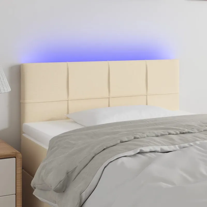 tablie de pat cu led, crem, 100x5x78/88 cm, textil