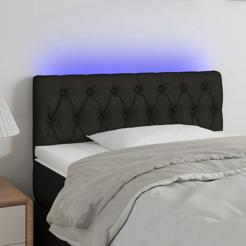 tablie de pat cu led, negru, 90x7x78/88 cm, textil