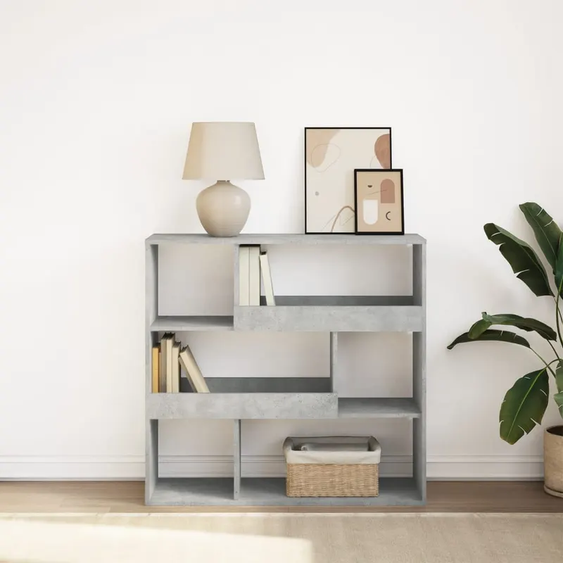 biblioteca/separator camera, gri beton, 100x33x94,5 cm