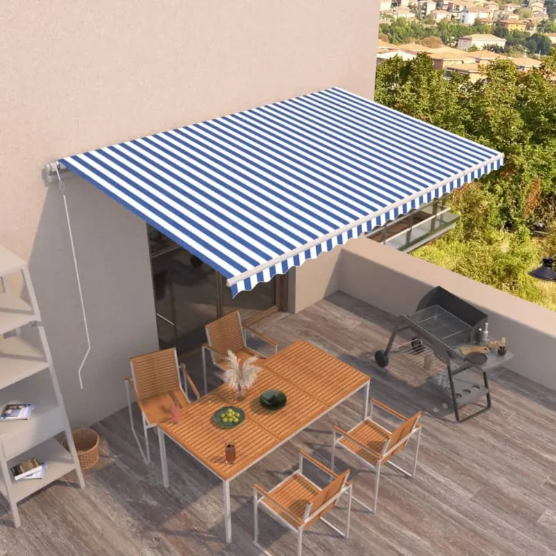 copertina retractabila automat, albastru si alb, 500x350 cm